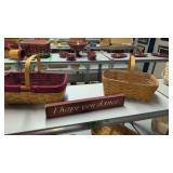 Two Longaberger Baskets And Wooden Sign