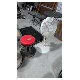 Roll Around Shop Stool And Fan