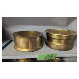 Pair Of Brass Spittoons 8-in And 9-in Diameter