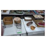 Longaberger Baskets And Metal Stands