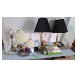Brass Table Lamps Bookends Etc As Shown