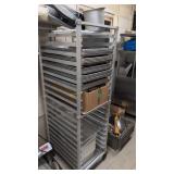 Roll Around Tray Holder With Trays And Dishes