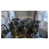 Six Aluminum Stock Pots Various Sizes
