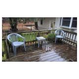 Lot Of Furniture On Back Deck Chairs Tables Etc