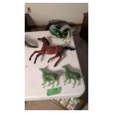 Four Glass And Ceramic Horses 5 In To 12 In