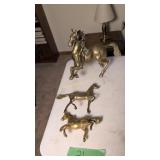 Three Brass Horses 7 In Long To 12 In Long