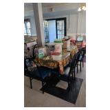 Pair Of 30 Inch Glass Top Tables With Seven Chairs