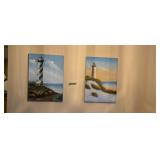 Pair Of Oil On Canvas Prints Of Lighthouses 20x28