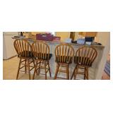 Set Of Four Oak Swivel Bar Stools