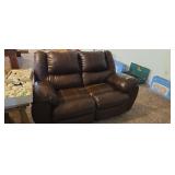 Leather Electric Reclining Loveseat 64 In