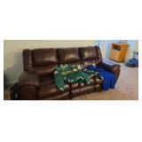 Leather Electric Reclining Sofa 88 In