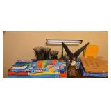 Items On Desk And Floor Eagle Statue Games Desk