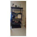 Plastic Storage Shelf With Motorcycle Helmets