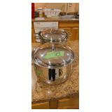 Pair Of Aluminum Stock Pots With Lids