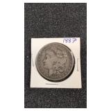 1887 Morgan silver dollar