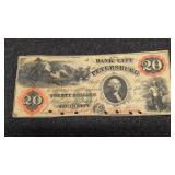 $20 obsolete currency note the bank of the City o
