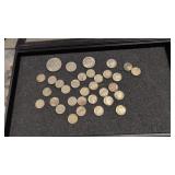 Group of US coins dollars Kennedy half quarter