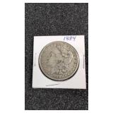 1884 Morgan silver dollar