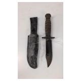 Us Camellias Fighting Knife With Leather Sheath