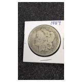 1889 Morgan silver dollar