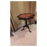 Ornate Pedestal Table With Turned Base 26 In By