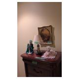 Lamp Dolls Picture Frame On Top Of Dresser