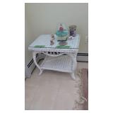 Glass Top Wicker Table 24 X17 By 22