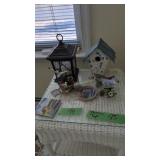 Items On Top Of Table Bird Figures Birdhouse Etc