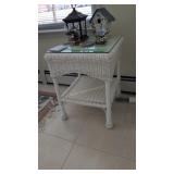 Modern Wicker Style Table With Glass Top