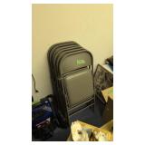 Six Vintage Folding Metal Chairs With Padded Seats