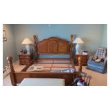 Modern King Size Poster Bed With Shell Carved