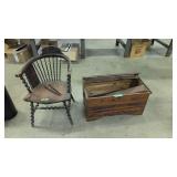 Antique Chair With Cedar Chest Both Damaged