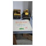 Vintage Tonka trucks and sugar bag
