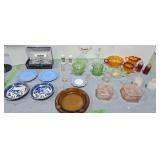 Depression glass various glassware items as shown