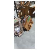 Wooden birdhouse and bird feeder