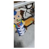Wooden porky pig toy figure and stool
