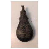 Ornate Civil War Powder Flask With Eagle And