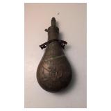Ornate Civil War Copper Powder Flask With Us