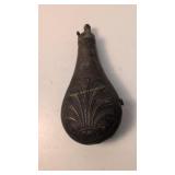 Ornate Antique Floral Copper Powder Flask 9.5 In