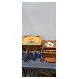 Wooden bread Box clock and shelf