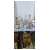 Vintage soda bottles and milk bottles