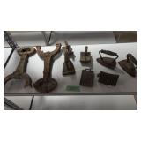 Antique flat irons hand fluters andiron