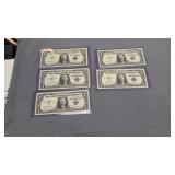 Five $1 Silver Certificates