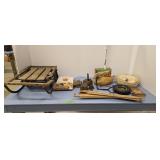 Antique wooden child sleigh broken on side flat