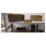 Wooden Advertising Boxes And Metal Ammo Box
