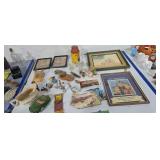 Postcards picture frame tarp under table