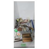 Vintage folding rulers silverware Toby mugs etc