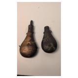 Pair Of Antique Powder Flasks One Is Marked Us
