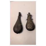 Pair Of Antique Hunting Flasks 10 In And 7.75 In