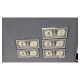 Five $1 silver certificates